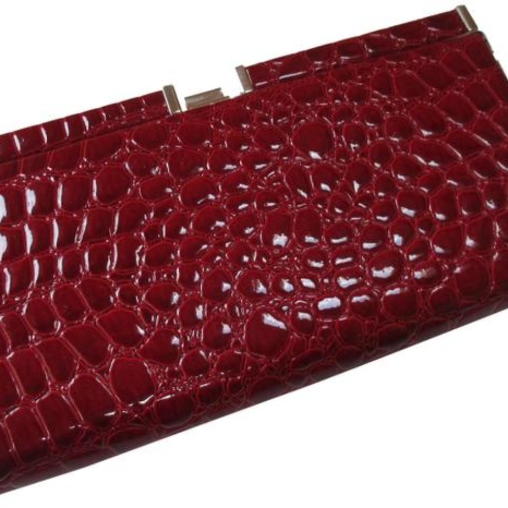 *Ann Taylor Burgundy Croc Patent Faux Leather